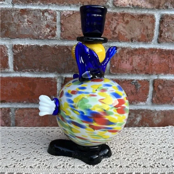 Vintage Art Glass Clown Figurine Taper Candle Holder - Picture 4 of 15